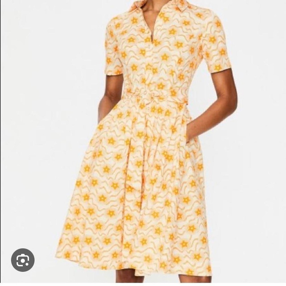 Boden Yellow Star-Print Midi Shirt Dress